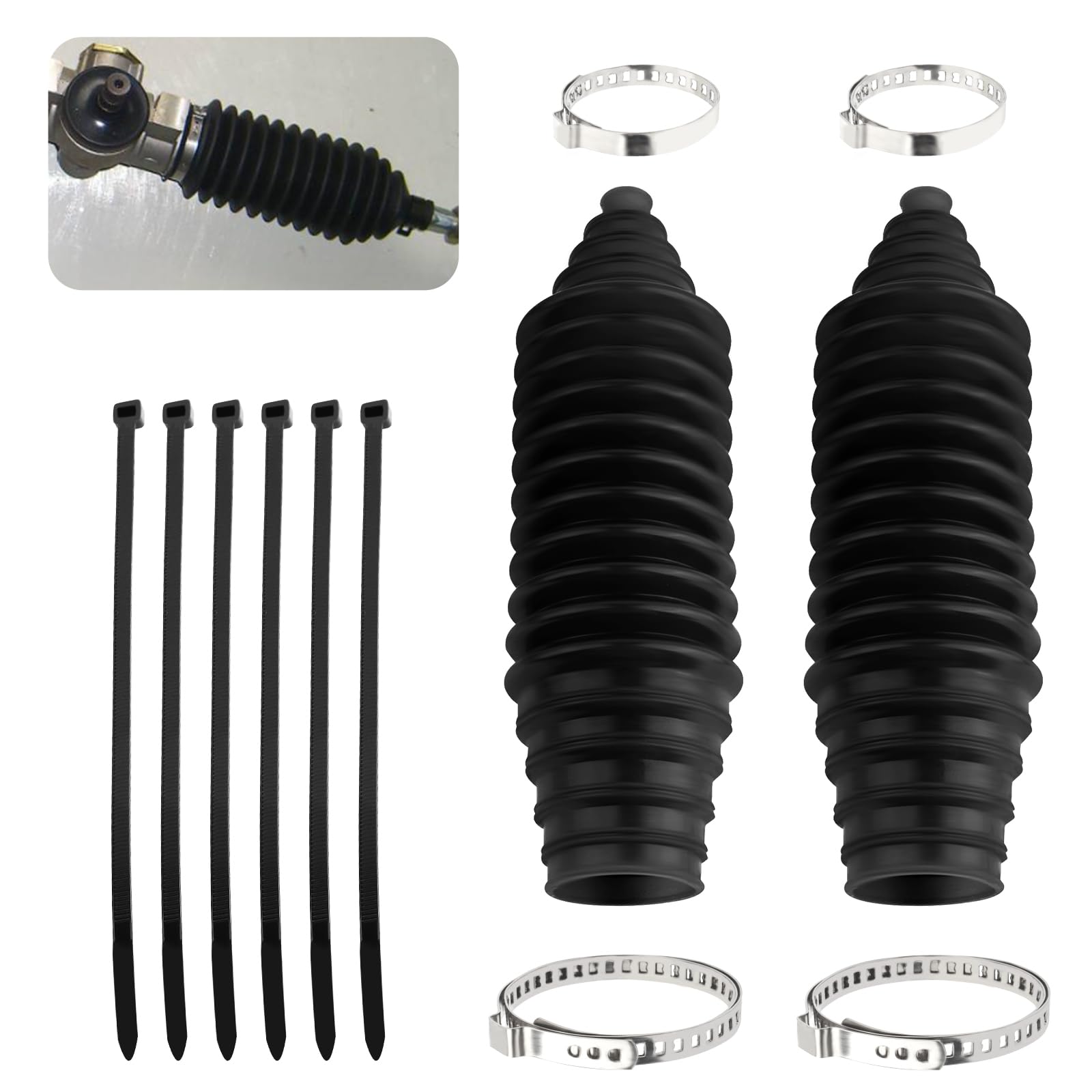 Tie Rod Boot Kit With Pinion Bellow Cable Ties And Clamps,Waterproof & Dustproof Rack And Pinion Boot For Steering System Protec